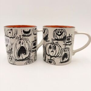 Eli + Ana Halloween Spooky Eeek Jack O Lantern Pumpkin 18oz Mugs Set of 2 NEW